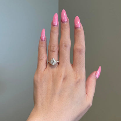 2 CT Oval Pave Moissanite Engagement Ring