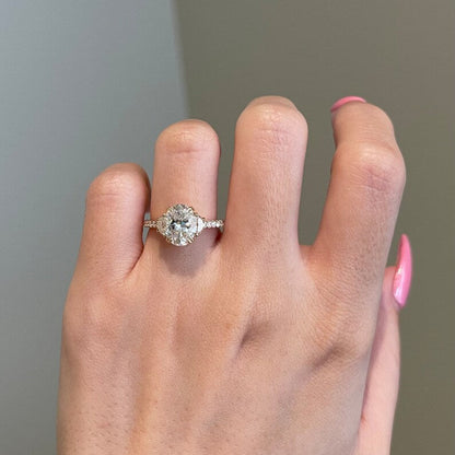 2 CT Oval Pave Moissanite Engagement Ring