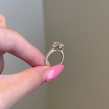 2 CT Oval Pave Moissanite Engagement Ring