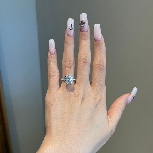 2.5 CT Round Halo & Pave Moissanite Engagement Ring