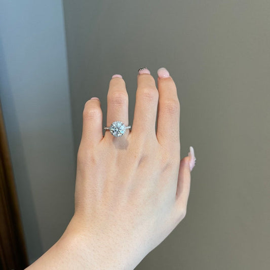 2.5 CT Round Halo & Pave Moissanite Engagement Ring