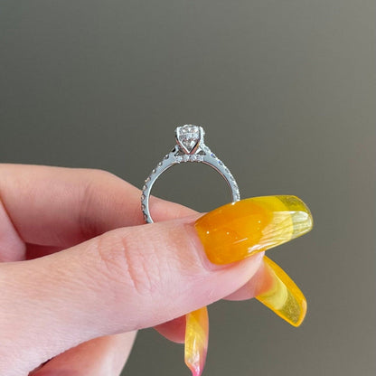 1.5 CT Oval Pave Moissanite Engagement Ring
