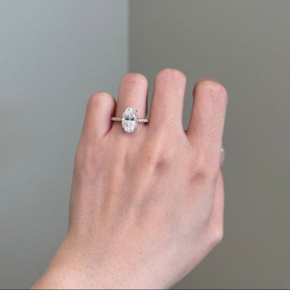 4 CT Oval Pave Moissanite Engagement Ring