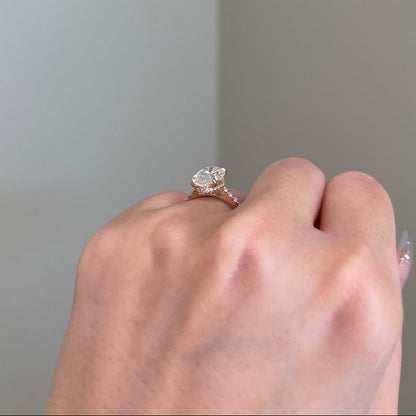 4 CT Oval Pave Moissanite Engagement Ring