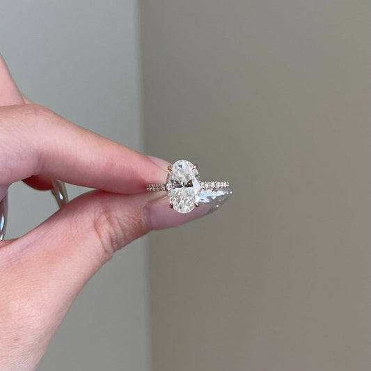 4 CT Oval Pave Moissanite Engagement Ring