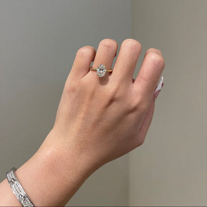 2.5 CT Oval Hidden Halo Moissanite Engagement Ring