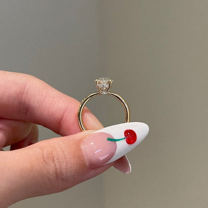 2.5 CT Oval Hidden Halo Moissanite Engagement Ring