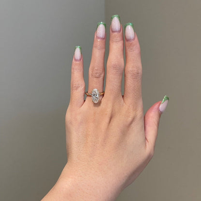 3.8 CT Oval Hidden Halo Moissanite Engagement Ring