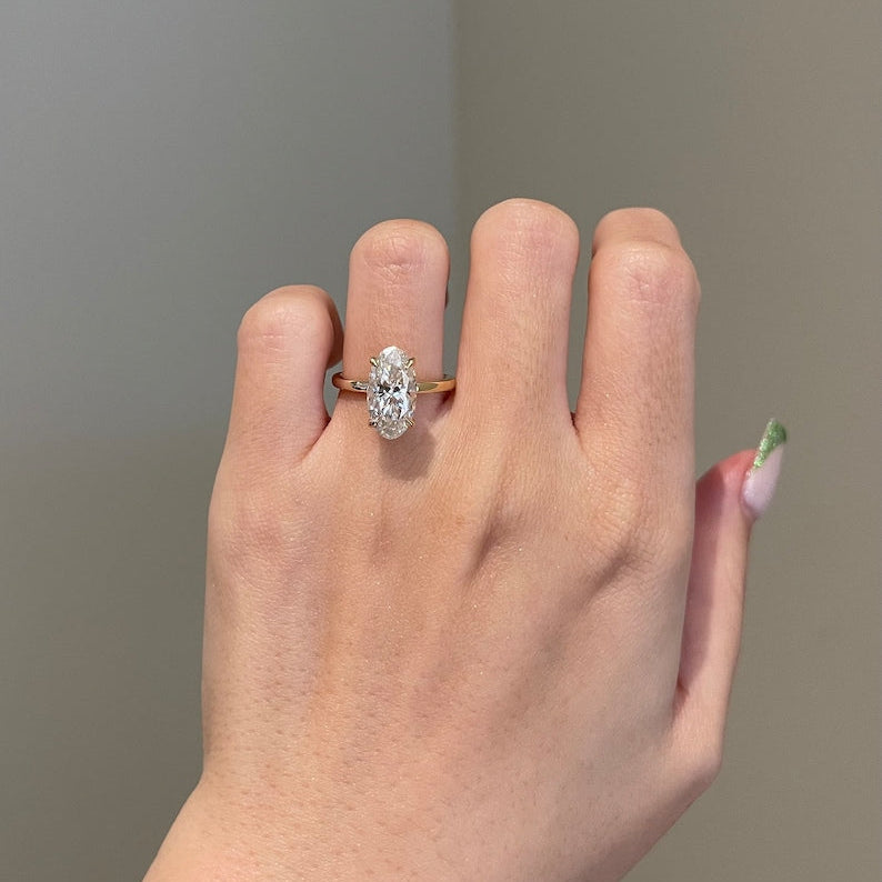 3.8 CT Oval Hidden Halo Moissanite Engagement Ring