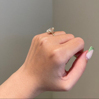 3.8 CT Oval Hidden Halo Moissanite Engagement Ring