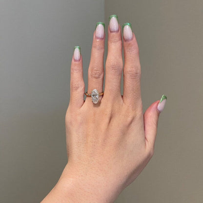 3.8 CT Oval Hidden Halo Moissanite Engagement Ring