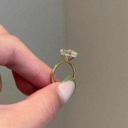 3.8 CT Oval Hidden Halo Moissanite Engagement Ring