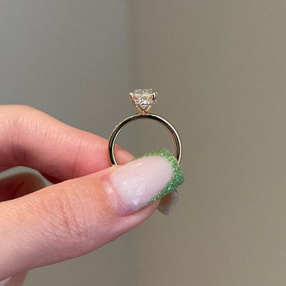 3.8 CT Oval Hidden Halo Moissanite Engagement Ring