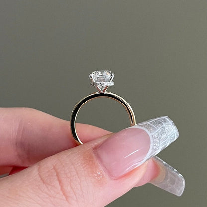 2.5 CT Oval Hidden Halo Moissanite Engagement Ring