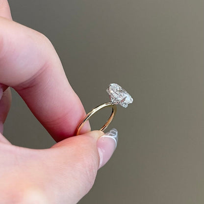 2.5 CT Oval Hidden Halo Moissanite Engagement Ring