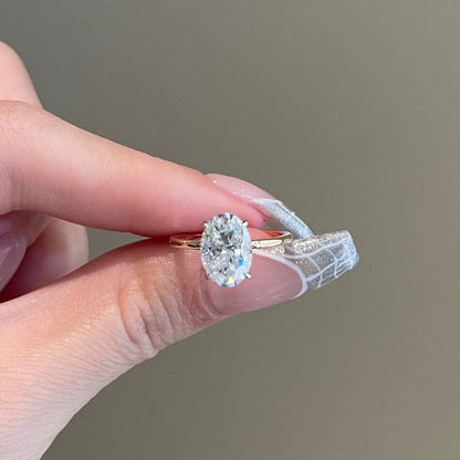 2.5 CT Oval Hidden Halo Moissanite Engagement Ring