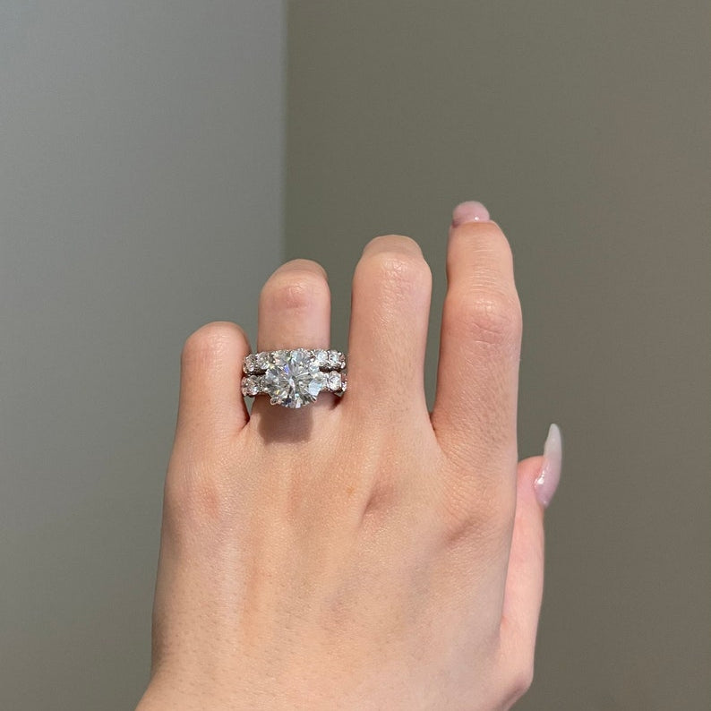 5 CT Round Pave Moissanite Engagement Ring