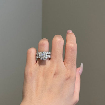 5 CT Round Pave Moissanite Engagement Ring