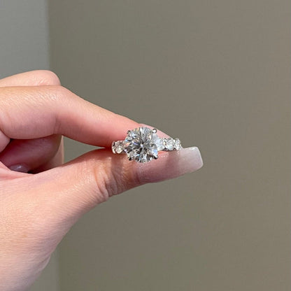 5 CT Round Pave Moissanite Engagement Ring