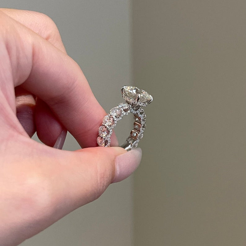 5 CT Round Pave Moissanite Engagement Ring