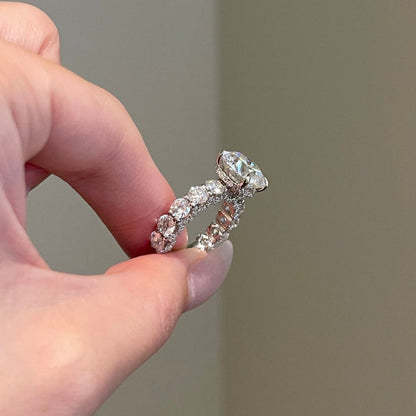 5 CT Round Pave Moissanite Engagement Ring