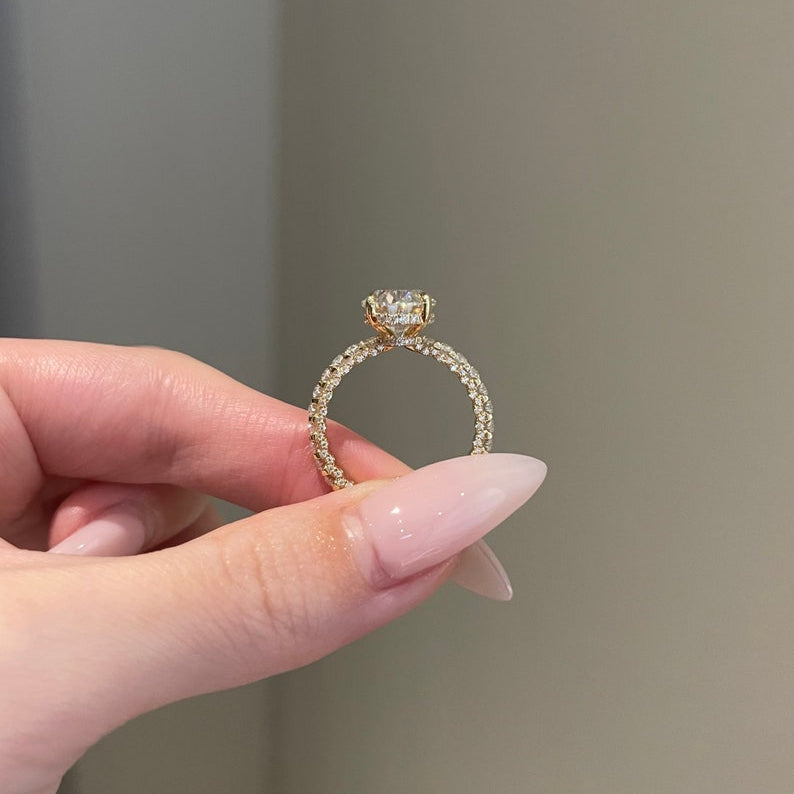 5 CT Oval Pave Moissanite Engagement Ring