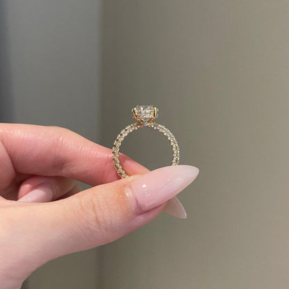5 CT Oval Pave Moissanite Engagement Ring