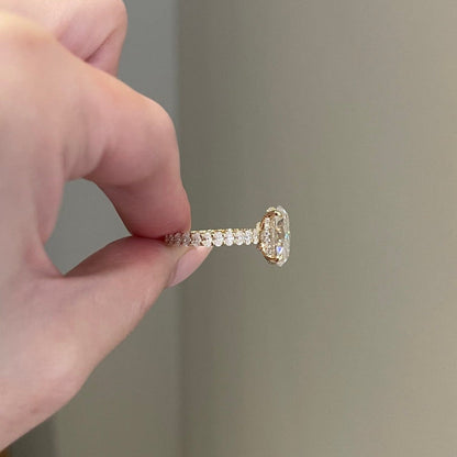 5 CT Oval Pave Moissanite Engagement Ring