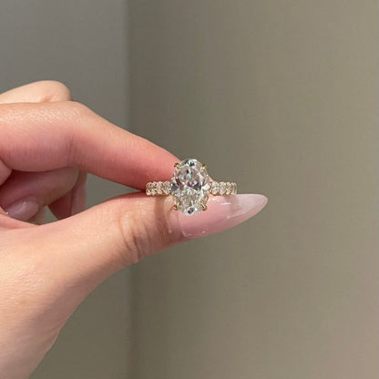 5 CT Oval Pave Moissanite Engagement Ring