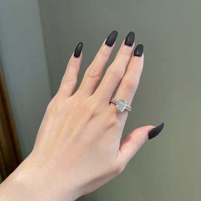 4 CT Cushion Pave Moissanite Engagement Ring