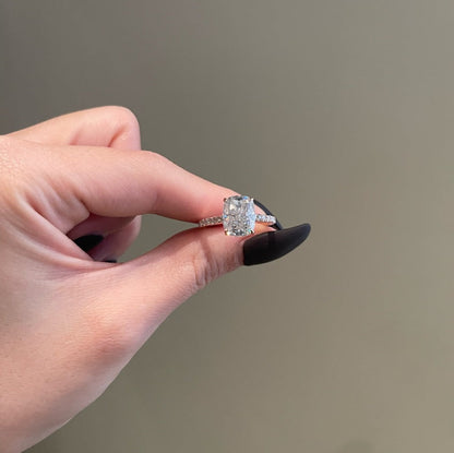 4 CT Cushion Pave Moissanite Engagement Ring