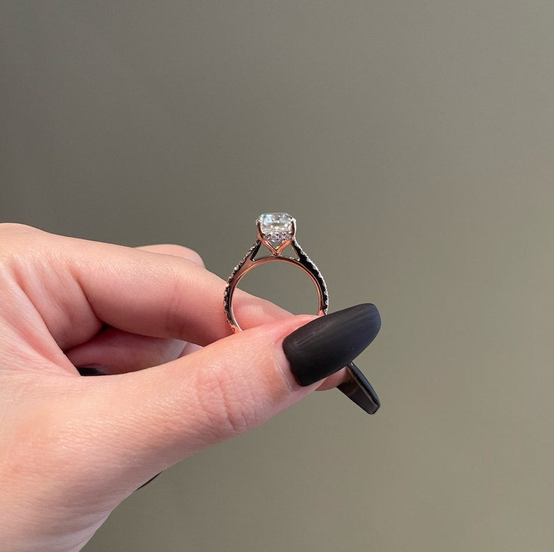 4 CT Cushion Pave Moissanite Engagement Ring