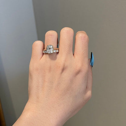 3 CT Cushion Bezel Moissanite Engagement Ring