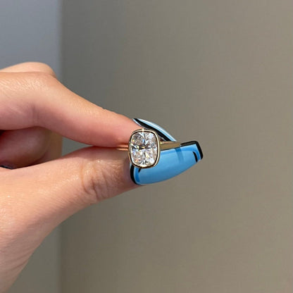 3 CT Cushion Bezel Moissanite Engagement Ring