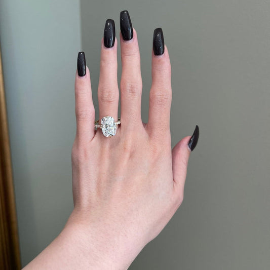 8 CT Elongated Cushion Pave Moissanite Engagement Ring