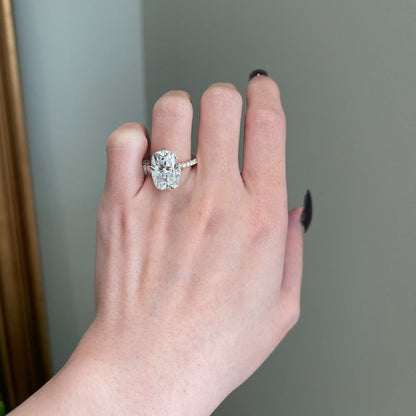 8 CT Elongated Cushion Pave Moissanite Engagement Ring