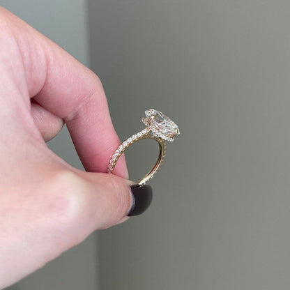 8 CT Elongated Cushion Pave Moissanite Engagement Ring