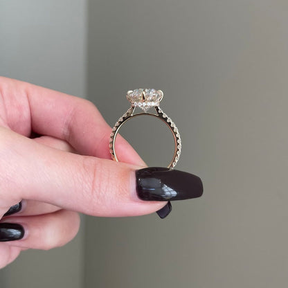 8 CT Elongated Cushion Pave Moissanite Engagement Ring