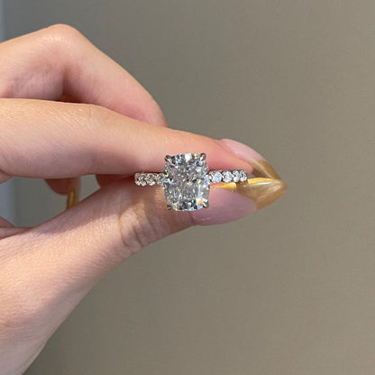 5 CT Cushion Pave Moissanite Engagement Ring