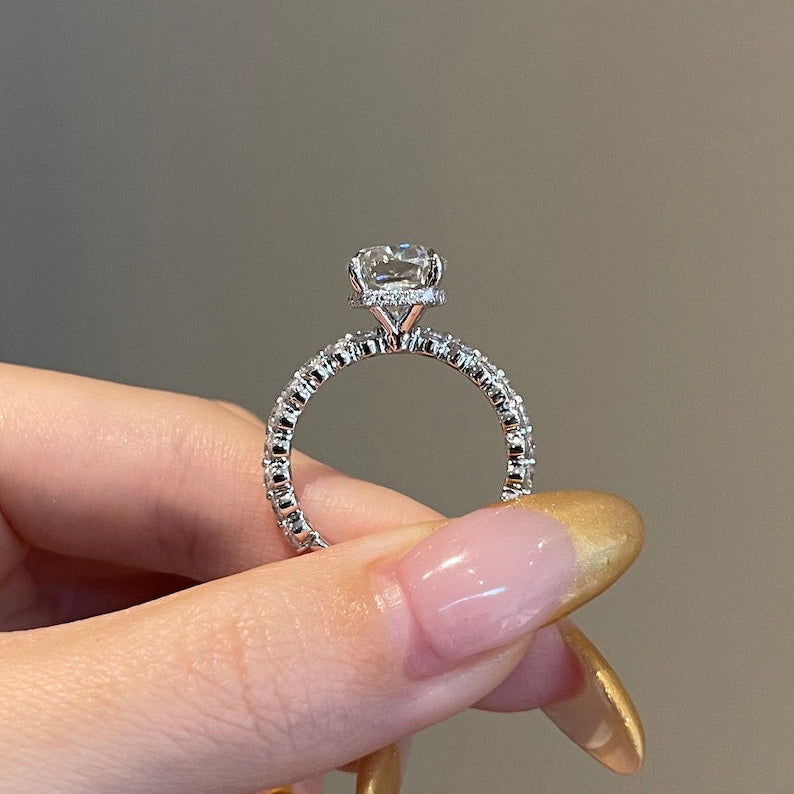 5 CT Cushion Pave Moissanite Engagement Ring