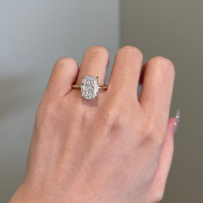 6 CT Cushion Hidden Halo Moissanite Engagement Ring