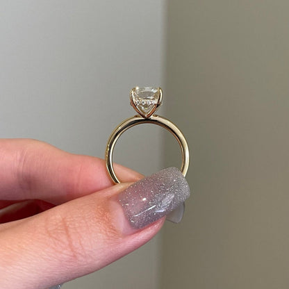 6 CT Cushion Hidden Halo Moissanite Engagement Ring