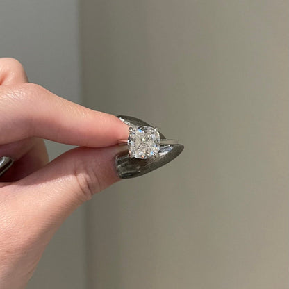 4 CT Cushion Hidden Halo Moissanite Engagement Ring