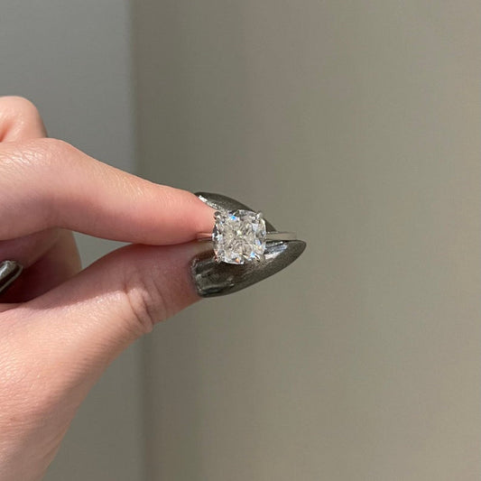 4 CT Cushion Hidden Halo Moissanite Engagement Ring