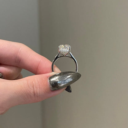 4 CT Cushion Hidden Halo Moissanite Engagement Ring