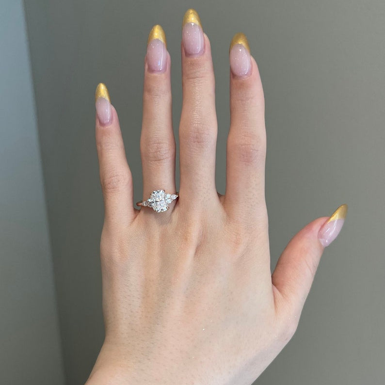 3 CT Cushion Cluster Moissanite Engagement Ring