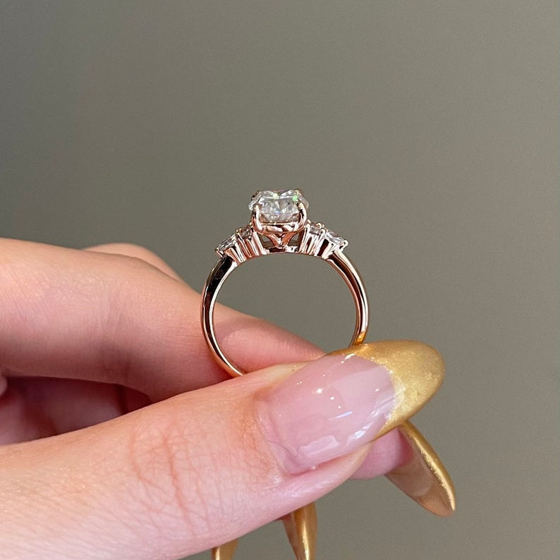 3 CT Cushion Cluster Moissanite Engagement Ring