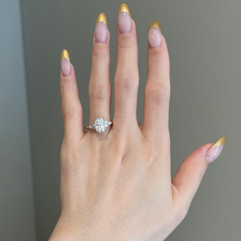 3 CT Cushion Cluster Moissanite Engagement Ring