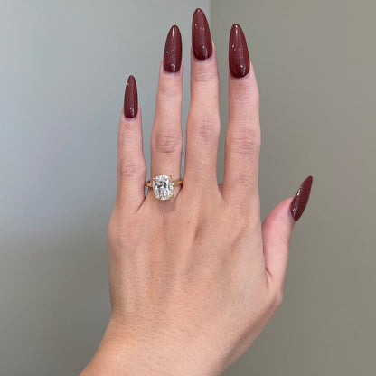 5 CT Elongated Cushion Hidden Halo Moissanite Engagement Ring