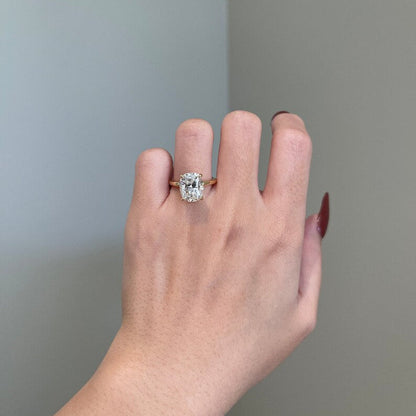 5 CT Elongated Cushion Hidden Halo Moissanite Engagement Ring